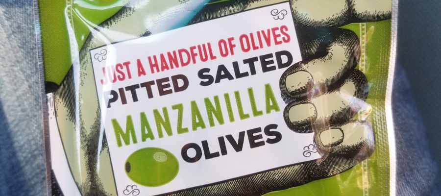 handfull of pitted salted manzanilla olives